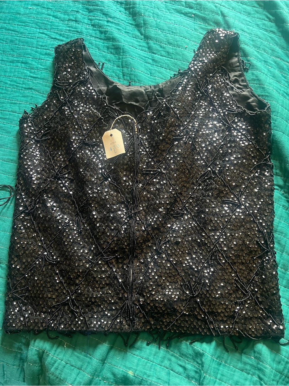 Black Sequined Sleeveless Camisole